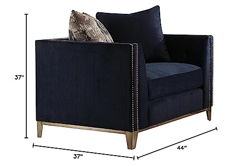 Acme Phaedra Chair With 2 Pillows In Blue Fabric